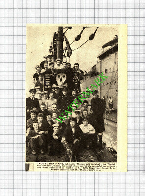 Submarine THUNDERBOLT Thetis Lt B J Andrew WW2  - 1942 Cutting