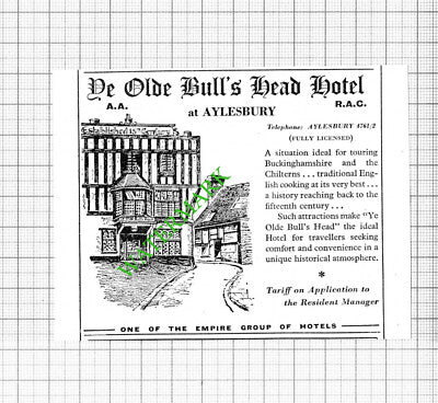 Ye Olde Bull's Head Hotel Aylesbury Small Advert - 1964 Cutting