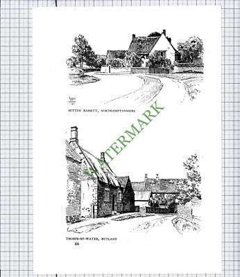 8743) Thorpe By Water  Sutton Bassett  Mollington  - c.1980s Print / Cutting