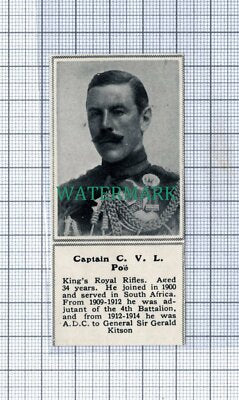 C4996) Capt C V L Poe King's Royal Rifles WW1 Great War Kitson - 1915 SMALL Clip