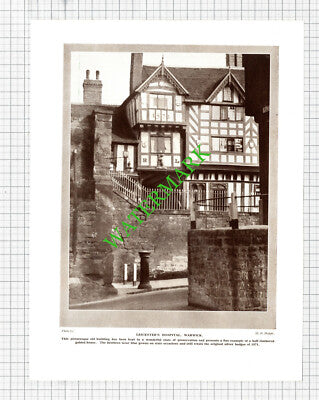 Warwick Castle Great Hall / Leicester's Hospital Warwick - 1920s Cutting / Print