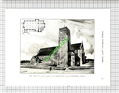 Church of St Andrew Coulsdon / All Saints Church Bedford  - 1910 Book Print