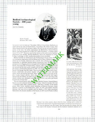 Bedford Archaeological Society Arthur Guppy Walter Nicholls Henman -1988 Article