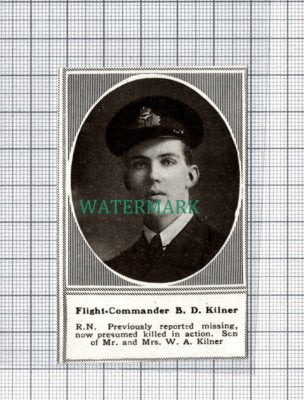 C5247) Flight Comm B D Kilner RN WA Kilner WW1 -1918 SMALL Clip