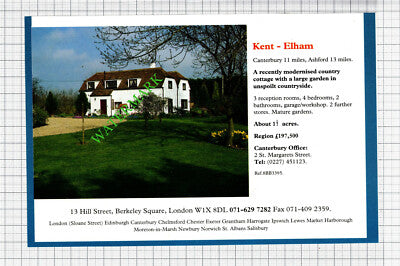 Uppingham Rutland / Elham Kent House Sale Advert - 1991 Cutting
