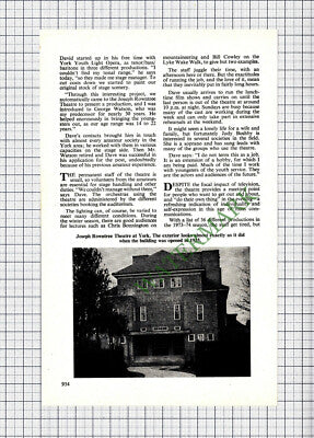 8925) Joseph Rowntree Theatre York - 1975 Article
