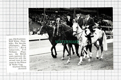 C5448) Wilf White Pat Smythe Alan Oliver Ted Williams Horse Riding 1959 Cutting