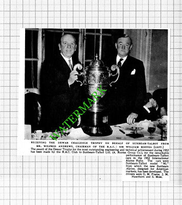 Mr Wilfrid Andrews Chairman RAC Sir William Rootes Sunbeam Talbot - 1953 Cutting