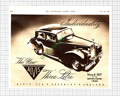 Alvis Three Litre Car Advert - 1950 Cutting