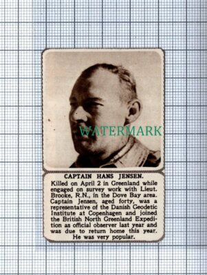 C4425) Captain Hans Jensen Greenland Danish Geodetic Institute 1953 Clip SMALL!