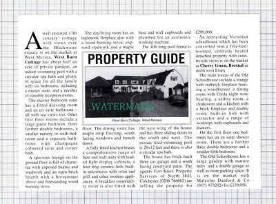 C5956) West Barn Cottage West Mersea Advert - 1994 Small Cutting