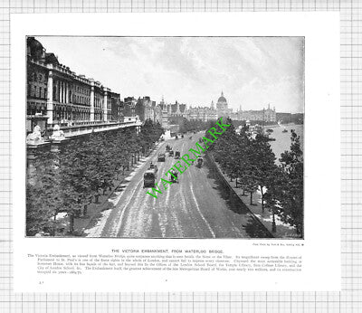 Houses of Parliament London / Victoria Embankment Waterloo - c.1900 Book Print