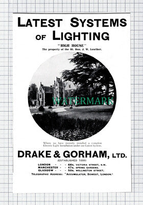 C5909) Drake & Gorham Ltd High House Rt Hon JW Lowther Advert - 1913 Cutting