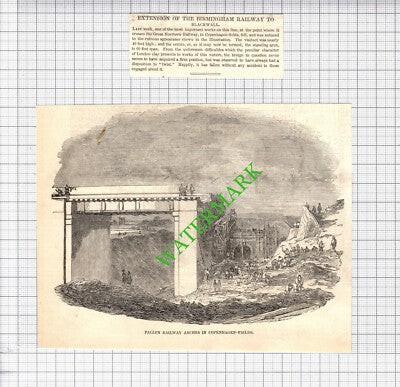 Copenhagen Fields Birmingham Railway Viaduct Collapse -  1850 2-Part Cutting