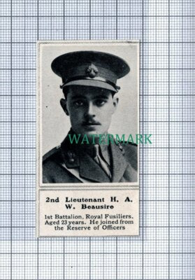 C4780) 2nd Lieut HAW Beausire 1st Batt Royal Fusiliers WW1 - 1915 SMALL Clip