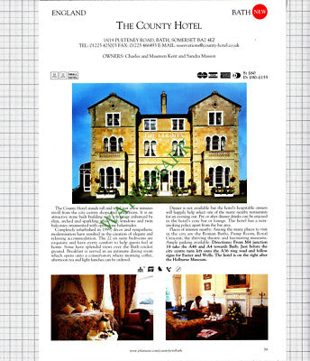 The County Hotel Bath Sandra Masson / Old Priory Hotel Midsomer Norton  - 2001