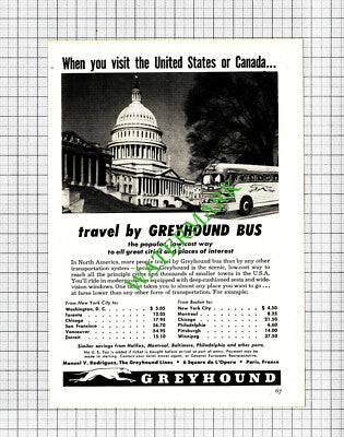 Greyhound Bus America Small Advert  - 1953 Cutting