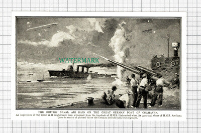 C5509) British Naval Raid Cuxhaven HMS ARETHUSA World War One - c.1918 Cutting