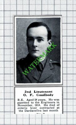 2nd Lt O F Goodbody Royal Engineers WW1 - 1915 SMALL Cutting