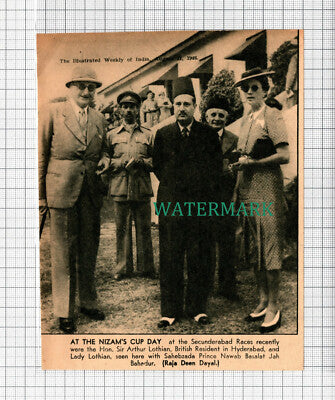 C5402) Sir Arthur Lothian Hyderabad Prince Nawab Basalat Bahadur - 1946 Cutting