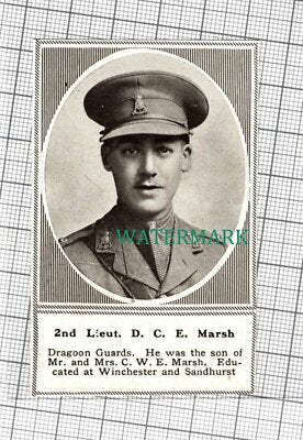 C3288) 2nd Lieut DCE Marsh Dragoon Guards Sandhurst - 1918 Clip SMALL!!