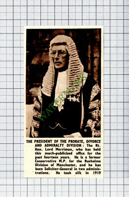 The Right Hon Lord Merriman Rusholme   -1947 Cutting