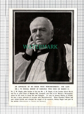 C3415) Dr J W Diggle Bishop of Carlisle Obituary - 1920 Clip