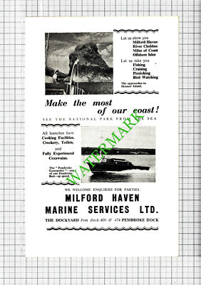 Milford Haven Marine Services / George Bennett Fishguard Advert - c.1960 Cutting