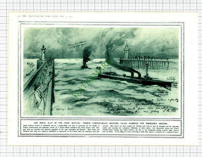 9692) Calais Harbour French Torpedo Boats Seppings World War 1 - 1914 Book Print