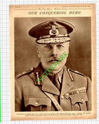 Sir Douglas Haig World War One - 1919 Cutting / Print