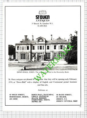 Down Hall Essex St Ouen Antiques Advert - 1973 Cutting
