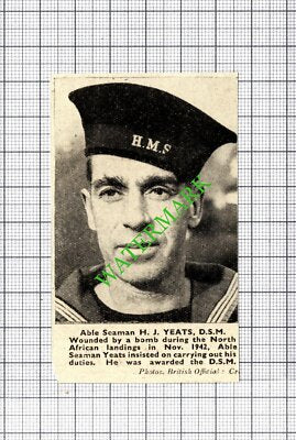 Able Seaman H J Yeats North African Landings WW2  - 1944 Small Cutting