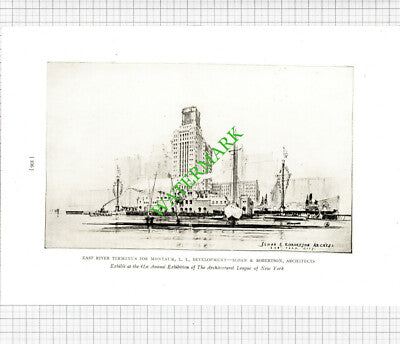 East River Terminus Montauk L I Development SloanRobertson -1926 Cutting/ Print