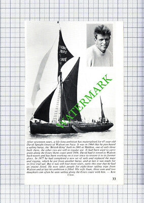 David Speight Walton-on-Naze British King Barge Sailing Trips - 1981 Cutting