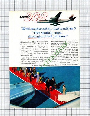 Douglas DC-8 Jetliner Aeroplane ADVERT - 1960 Cutting