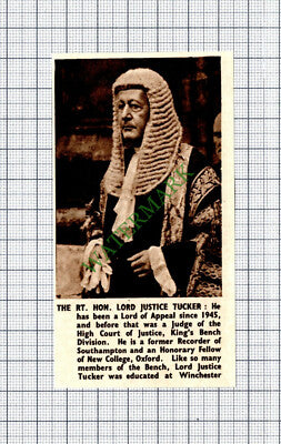 Rt Hon Lord Justice Tucker Judge Southampton -1947 Cutting