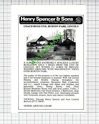 Coach End Road Burton Park Lincoln House Sale Advert - 1984 Cutting