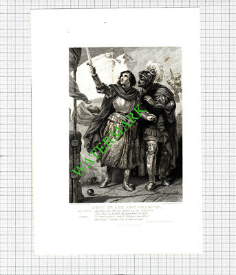 HENRY VI Joan of Arc  & Charles William Shakespeare -  c.1880 Antique Print
