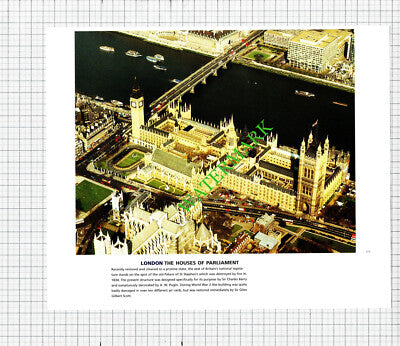 Houses of Parliament London / Piccadilly Circus - c.1990s Cutting / Print