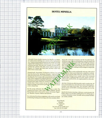 Hotel Minella Clonmel Ireland / Waterford Castle Hotel Advert  - 1992 Cutting