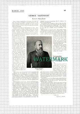 X1140) George Saintsbury Writer - 1933 Article
