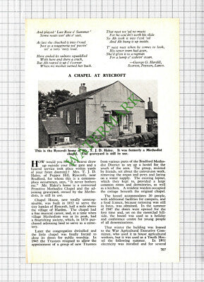 Mr TJD Haley Methodist Chapel House Pepper Hill Ryecroft  - 1962 Cutting