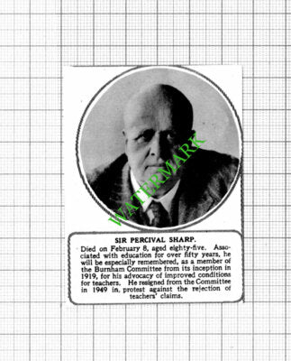 Sir Percival Sharp Obituary  - 1953 Small Cutting