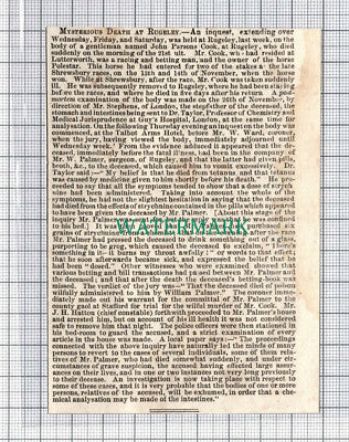 C5217) John Parsons Cook Rugeley Mysterious Death - 1855 Clip