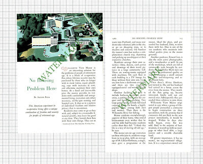Willamette View Manor Portland Oregon Alvina Dunham  - 1960  Small Article