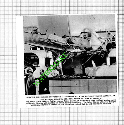 Steamer Boat LLANTRISANT Collision PRINCE CHARLES Ship - 1953 Cutting