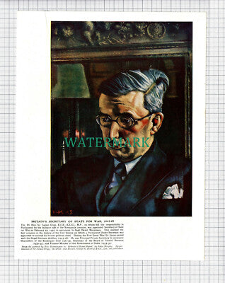 (8216) Sir James Grigg Secretary Of State For War - c.1947 Cutting/ Print