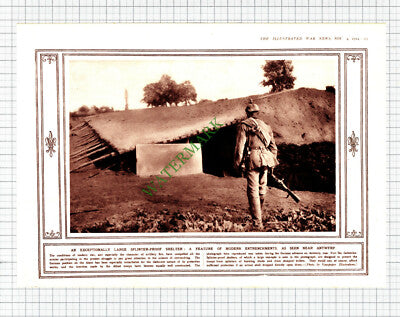 9690) Splinter Proof Shelter World War One Antwerp Belgium - 1914 Book Print