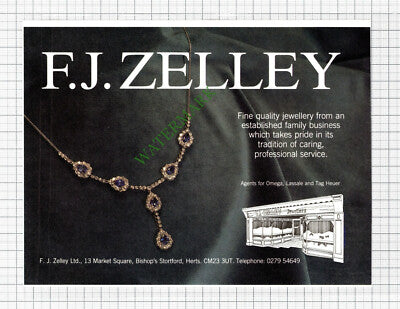 F J Zelley Bishop's Stortford Jeweller Advert - 1988 Cutting