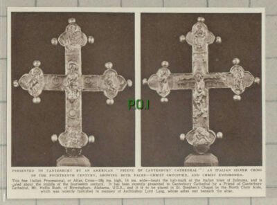 C835) Canterbury Cathedral Silver Altar Cross Mr Hollis Bush USA - 1951 Cutting